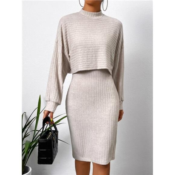 Variété Boutique Dresses & Skirts - Mock Neck Drop Shoulder Crop Tee & Bodycon Dress